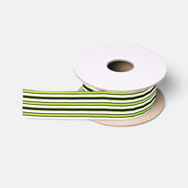 Back and Forth Black and Lime Green Satin Ribbon (Spool)