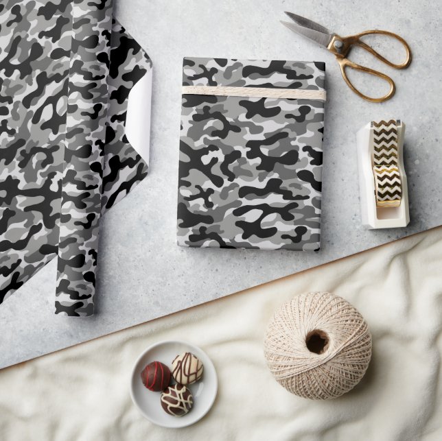 Back And Grey Camouflage  Wrapping Paper (Crafts)