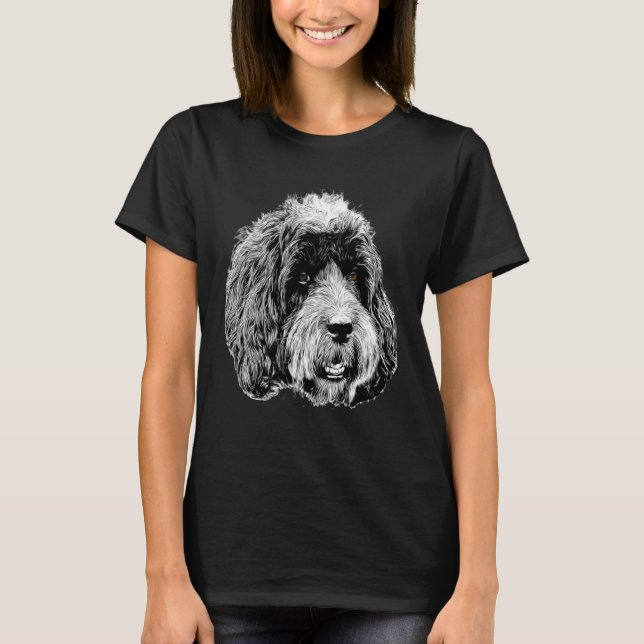Back and White image of a Cockapoo head only T-Shirt (Front)
