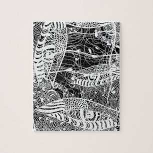 Back And White Ink Eyes Drawing Jigsaw Puzzle