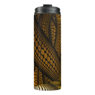 Back and yellow pattern thermal tumbler