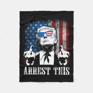 Back) Arrest This Trump 2024 Us American Flag  Fleece Blanket