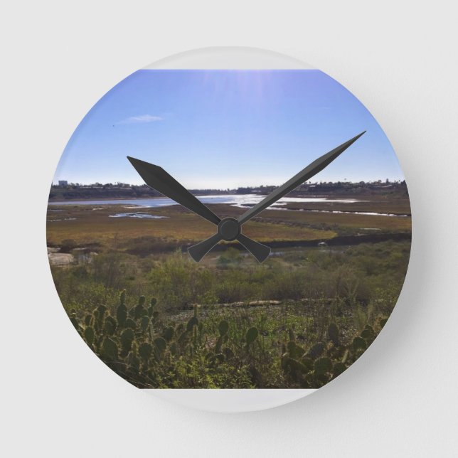 Back Bay, Newport Beach, California Round Clock (Front)