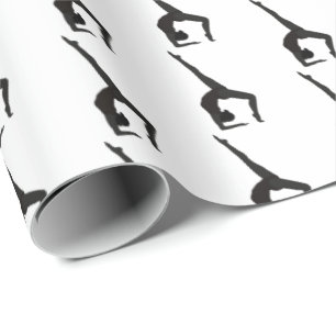 back bend silhouette gymnast on white wrapping paper