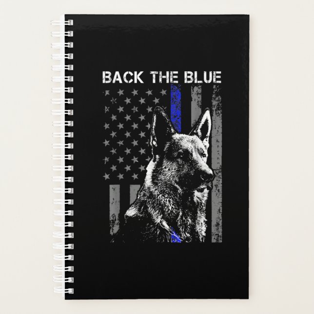 back  blue thin blue line flag k-9 german shepherd planner (Front)