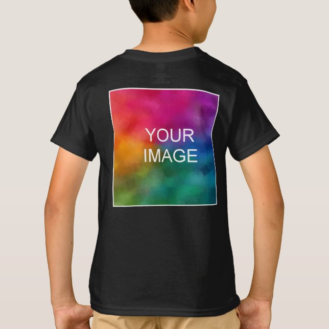 Back Design Add Image Template Kids Boys Black T-Shirt (Back)