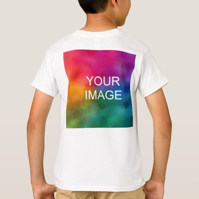 Back Design Add Image White Template Kids Boys T-Shirt (Back)