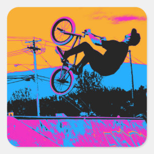 Back-flip BMX Square Sticker