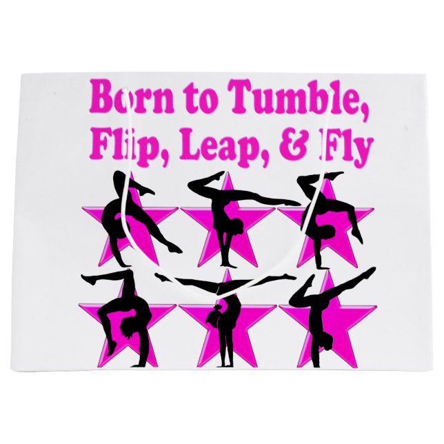 BACK FLIPPING GYMNAST LARGE GIFT BAG (Front)