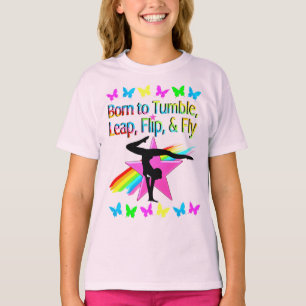 BACK FLIPPING GYMNASTICS GIRL RAINBOW DESIGN T-Shirt