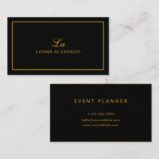 Back & Gold Modern Event Planner Business Card