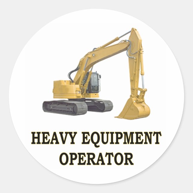 BACK HOE CLASSIC ROUND STICKER (Front)