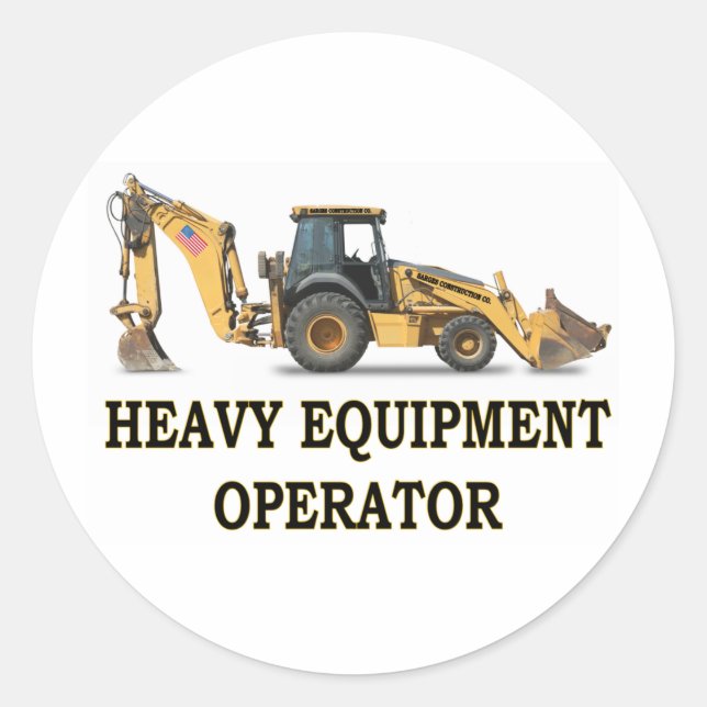 BACK HOE LOADER CLASSIC ROUND STICKER (Front)