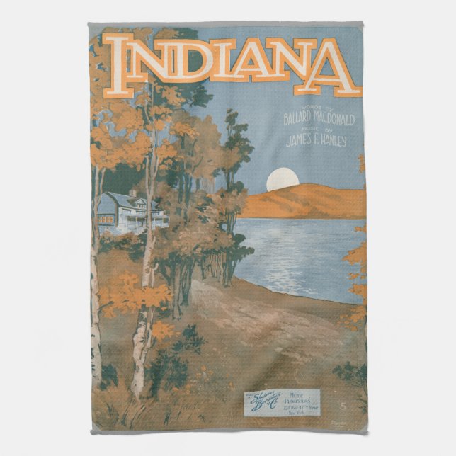 Back Home Again In Indiana Tea Towel (Vertical)
