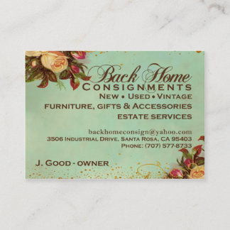 Back Home Consignments Business Card
