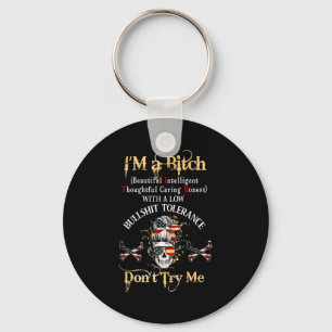 Back I'm A Btch Beautiful Intelligent Skeleton Mes Key Ring