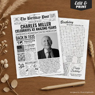 Back in 1935 Birthday Newspaper with Custom Photo Holiday Card