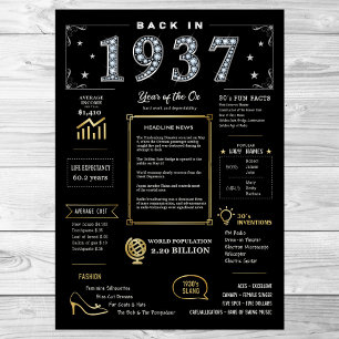 Back In 1937 Printable Poster, 1937 Birthday Sign