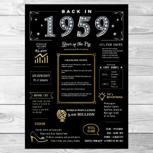 Back In 1959 Printable Poster, 1959 Birthday Sign