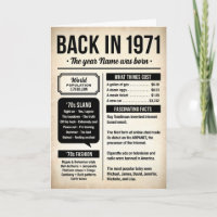 Back in 1971, The Year You Were Born Birthday