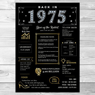 Back In 1975 Printable Poster, 1975 Birthday Sign