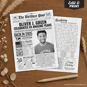 Back in 2005 Birthday Newspaper with Custom Photo Holiday Card