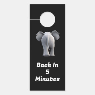 Back In 5 minutes Personalisable Elephant Paper Door Hanger