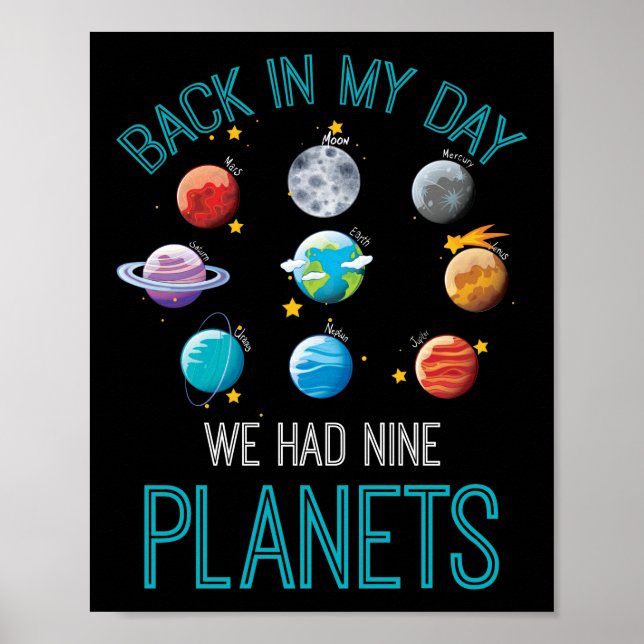 Back In My Day We Had Nine Planets Solar System Poster (Front)