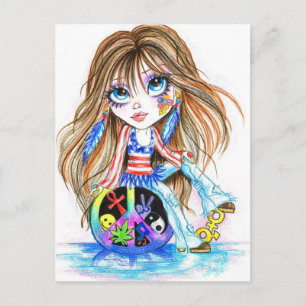 Back In The Day Hippie Fantasy Art Postcard