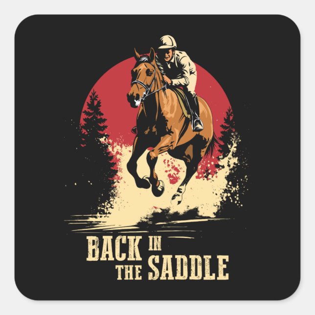 Back In The Saddle - Horse Racing Square Sticker (Front)
