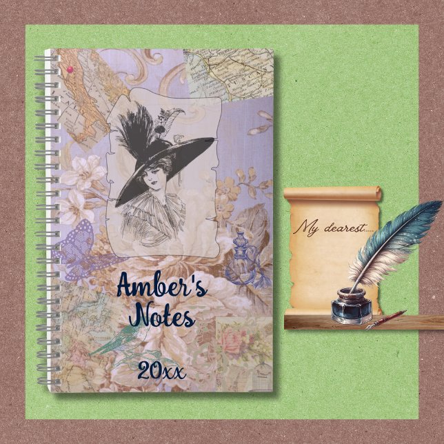 Back in Time, Vintage Notebook (Notebooks are available in multiple sizes, and various types of interior page designs.)
