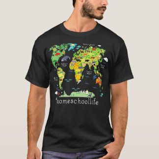 Back o School Homeschool World Map Geography  T-Shirt