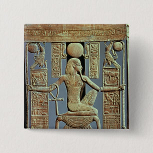 Back of a chair from the tomb of Tutankhamun 15 Cm Square Badge