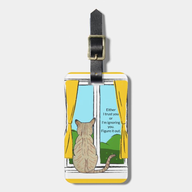 Back of Cat possible meanings Luggage Tag (Front Vertical)