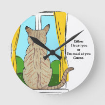 Back of Cat Trust or Mad Round Clock