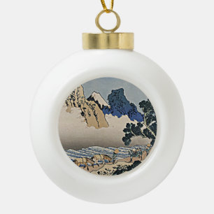 Back of Fuji mountain from Minobu river Hokusai    Ceramic Ball Christmas Ornament