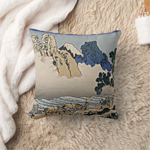 Back of Fuji mountain from Minobu river Hokusai Cushion