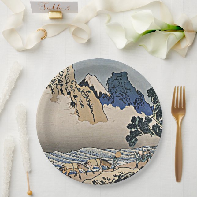 Back of Fuji mountain from Minobu river Hokusai    Paper Plate (Wedding)