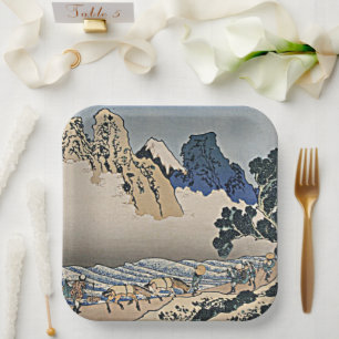 Back of Fuji mountain from Minobu river Hokusai  Paper Plate
