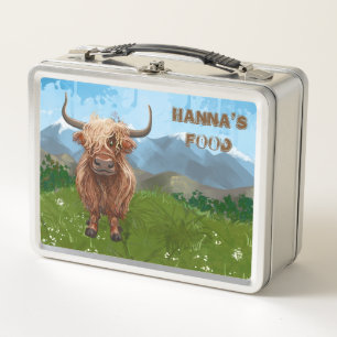 Back Off Personalised Highland Cow Luchbox Metal Lunch Box