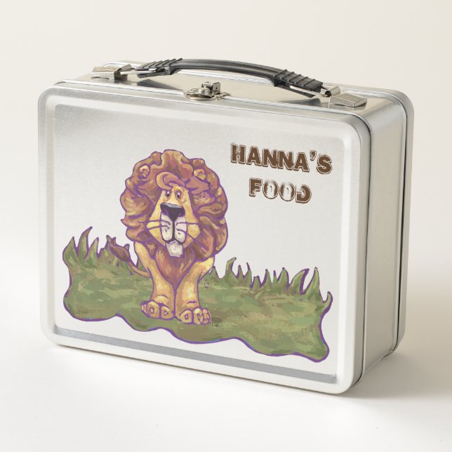 Back Off Personalised Lion Metal Lunchbox (Front)