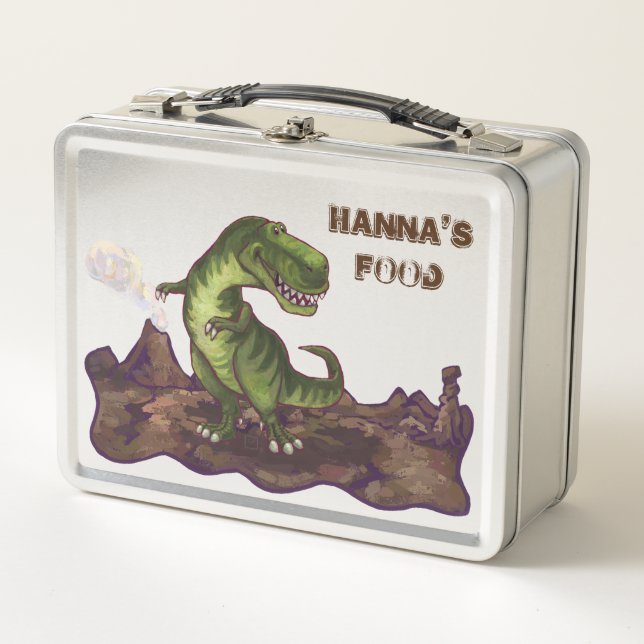 Back Off Personalised T-Rex Luchbox Metal Lunch Box (Front)