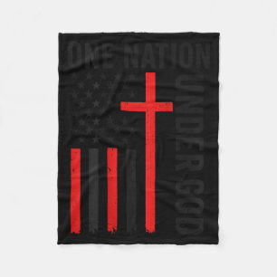 Back One Nation Under God American Flag Christian  Fleece Blanket