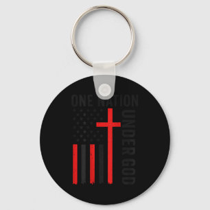 Back One Nation Under God American Flag Christian  Key Ring