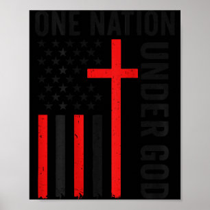 Back One Nation Under God American Flag Christian  Poster