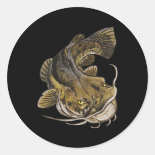 Back Print Catfish Fisher Catfish Classic Round Sticker