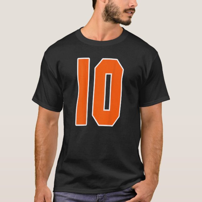 Back Print Orange Sports Block Number 10 For Sport T-Shirt (Front)