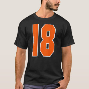 Back Print Orange Sports Block Number 18 For Sport T-Shirt