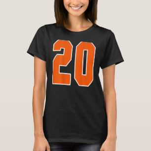 Back Print Orange Sports Block Number 20 For Sport T-Shirt