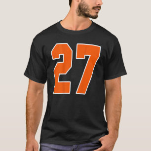 Back Print Orange Sports Block Number 27 For Sport T-Shirt
